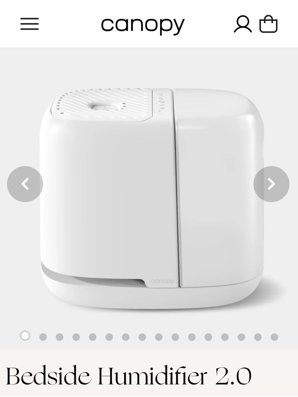 NWT Canopy Bedside Humidifier 2.0 in White